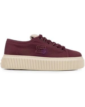 Miu Miu Logo-Embroidered Trainers - Purple