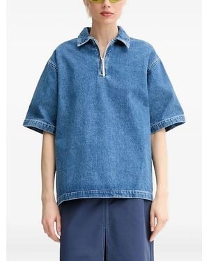 Sunnei Half-Zip Denim Top - Blue