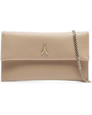 Patrizia Pepe Fly Logo-Plaque Clutch Bag - Natural