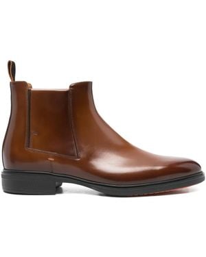 Santoni Leather Chelsea Boots - Brown
