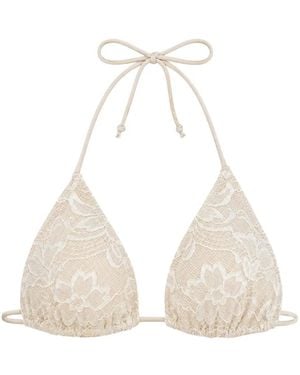 MC2 Saint Barth Lace-Overlay Triangle Bikini Top - White