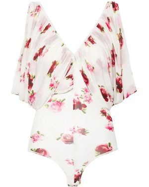 Magda Butrym V-Neck Ruched Bodysuit - Pink