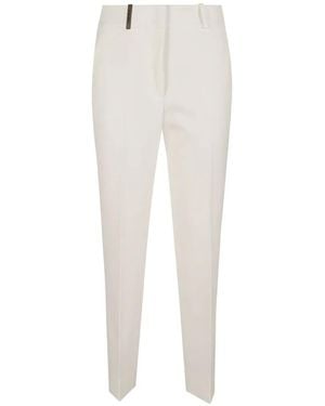 Peserico Logo-Plaque Tailored Trousers - White