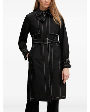 DKNY Contrast-Stitch Belted Trench Coat - Black