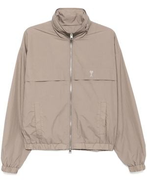 Ami Paris Logo-Print Windbreaker - Brown
