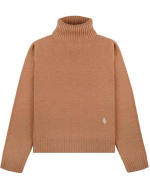 Sporty & Rich Src Turtleneck Logo-Embroidered Jumper - Natural