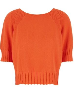 Malo Raglan-Sleeve Ribbed Jumper - Orange