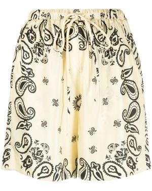Nanushka Paisley-Print Silk Shorts - Natural