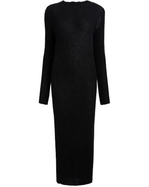 KHAITE Ribbed Open-Back Midi Dress - Black