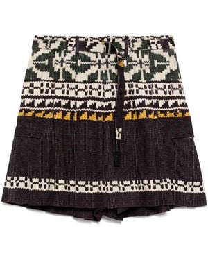 Sacai Graphic-Print Pleated Shorts - Black