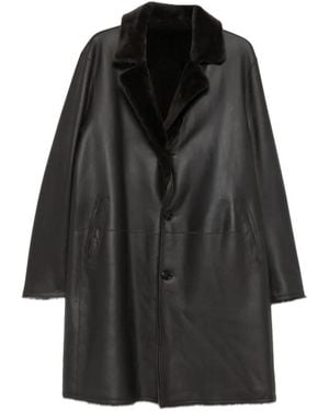 Manzoni 24 Buttoned Leather Coat - Black