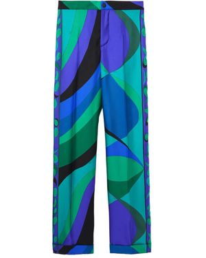 PUCCI Pesci-Patterned Wide-Leg Trousers - Blue