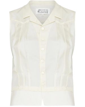 Maison Margiela Pleated Sleeveless Blouse - White