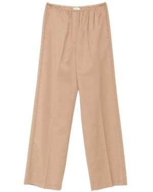 forte_forte Bead-Embellished Wide-Leg Trousers - White