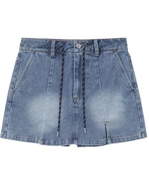 B+ AB Drawstring-Waist Faded Shorts - Blue
