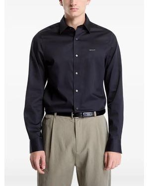 GANT Logo-Embroidered Long-Sleeve Shirt - Blue