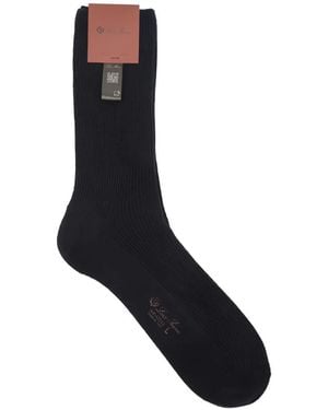 Loro Piana Gerippte Socken - Schwarz