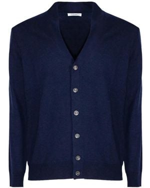 Kangra Fine-Knit V-Neck Cardigan - Blue