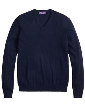 Ralph Lauren V-Neck Cashmere Sweater - Blue
