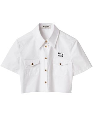 Miu Miu Hemd mit Logo-Stickerei - Weiß