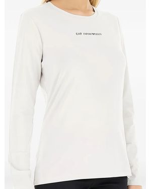 EA7 Logo-Print Long-Sleeve T-Shirt - White