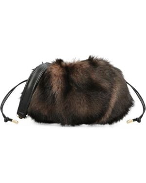 Chloé Fur-Effect Chain-Link Shoulder Bag - Brown