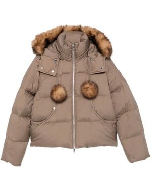 Moose Knuckles Pom-Pom Trim Puffer Jacket - Natural
