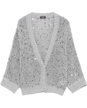 Peserico Sequin-Embellished Cardigan - Grey