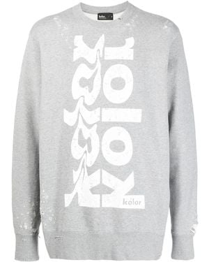 Kolor Logo-Print Distressed Sweatshirt - Grey