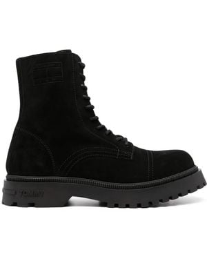Tommy Hilfiger Lace-Up Suede Boots - Black