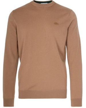 Lacoste Logo Crewneck Jumper - Brown