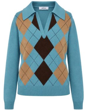 Jucca Argyle-Knit Sweater - Blue