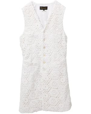 Comme des Garçons Floral-Embroidered Coat - White