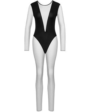 Maison Close Mono Pure Tentation De Malla Con Cuello En V - Blanco