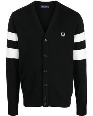Fred Perry Cardigan Mit Logo-Stickerei - Schwarz