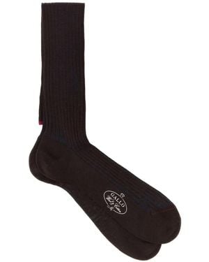 Gallo Ribbed-Knit Socks - Black