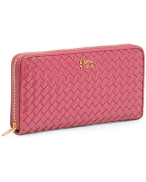 Bimba Y Lola Large Dark- Plaited Zip Wallet - Pink