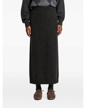 Peserico Knitted Ribbed-Trim Midi Skirt - Black