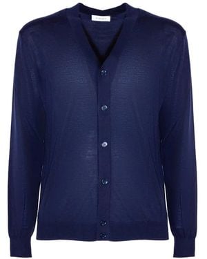 Kangra V-Neck Wool Cardigan - Blue