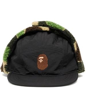A Bathing Ape Camo-Pattern Puffy Flight Baseball Caps - Black