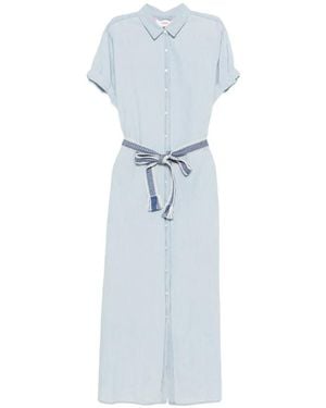 Xirena Belted Short-Sleeve Maxi Dress - Blue