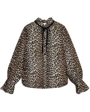 Ganni Bluse mit Leoparden-Print - Braun