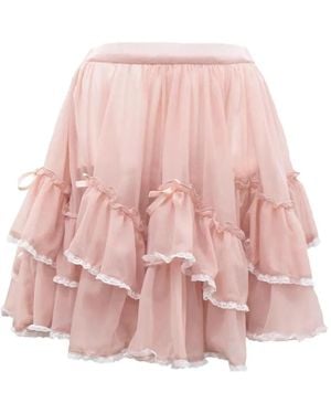Jenny Fax Ruffled Tulle Mini Skirt - Pink