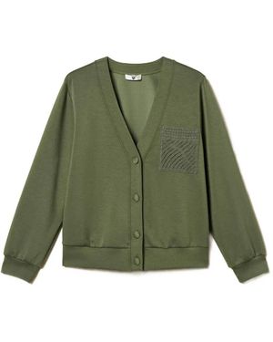 Twinset Scuba Crochet-Detail Cardigan - Green