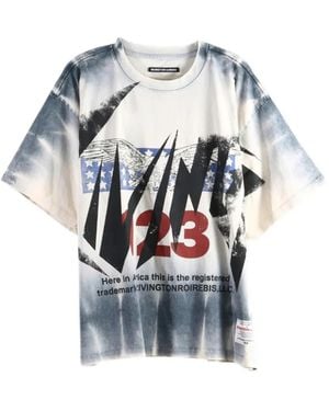 RRR123 Graphic-Print Tie-Dye T-Shirt - Grey