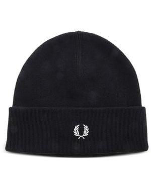 Fred Perry Logo-Detail Beanie - Blue