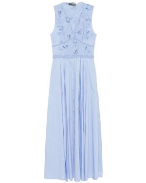 Ermanno Scervino Lace-Trimmed Sleeveless Midi Dress - Blue