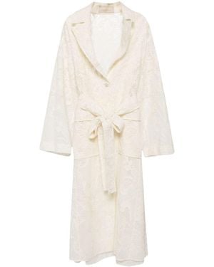 Elie Saab Embroidered Tulle Coat - White