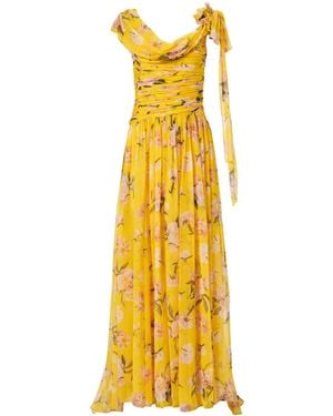Carolina Herrera フローラル ドレープドレス - イエロー
