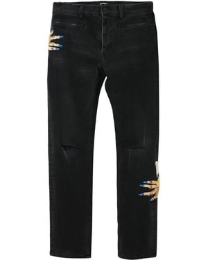 Undercover Jeans Dritti Con Ricamo - Nero